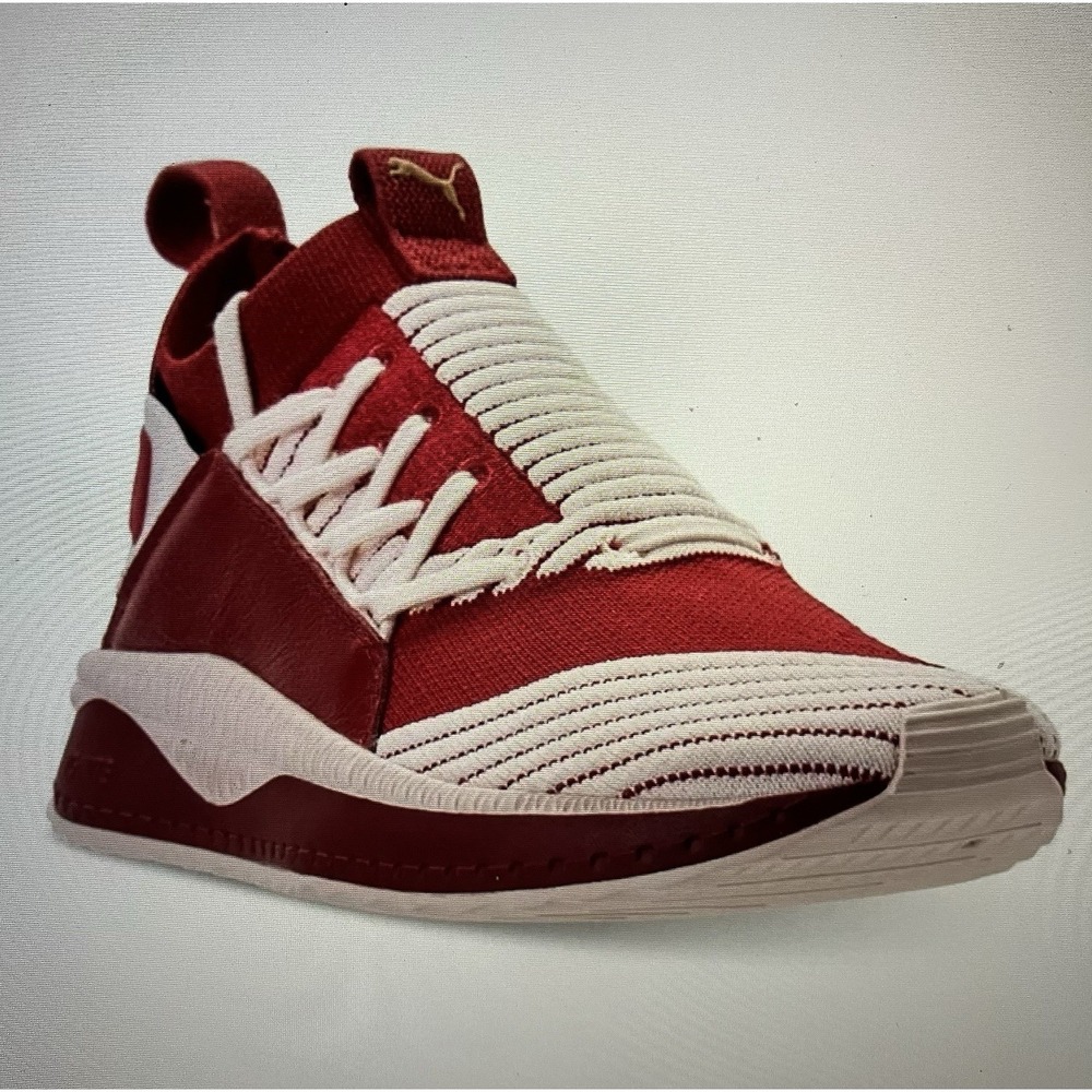 PUMA Red White Striped Low Top Size 9 Textile Athletic Sneakers 191017